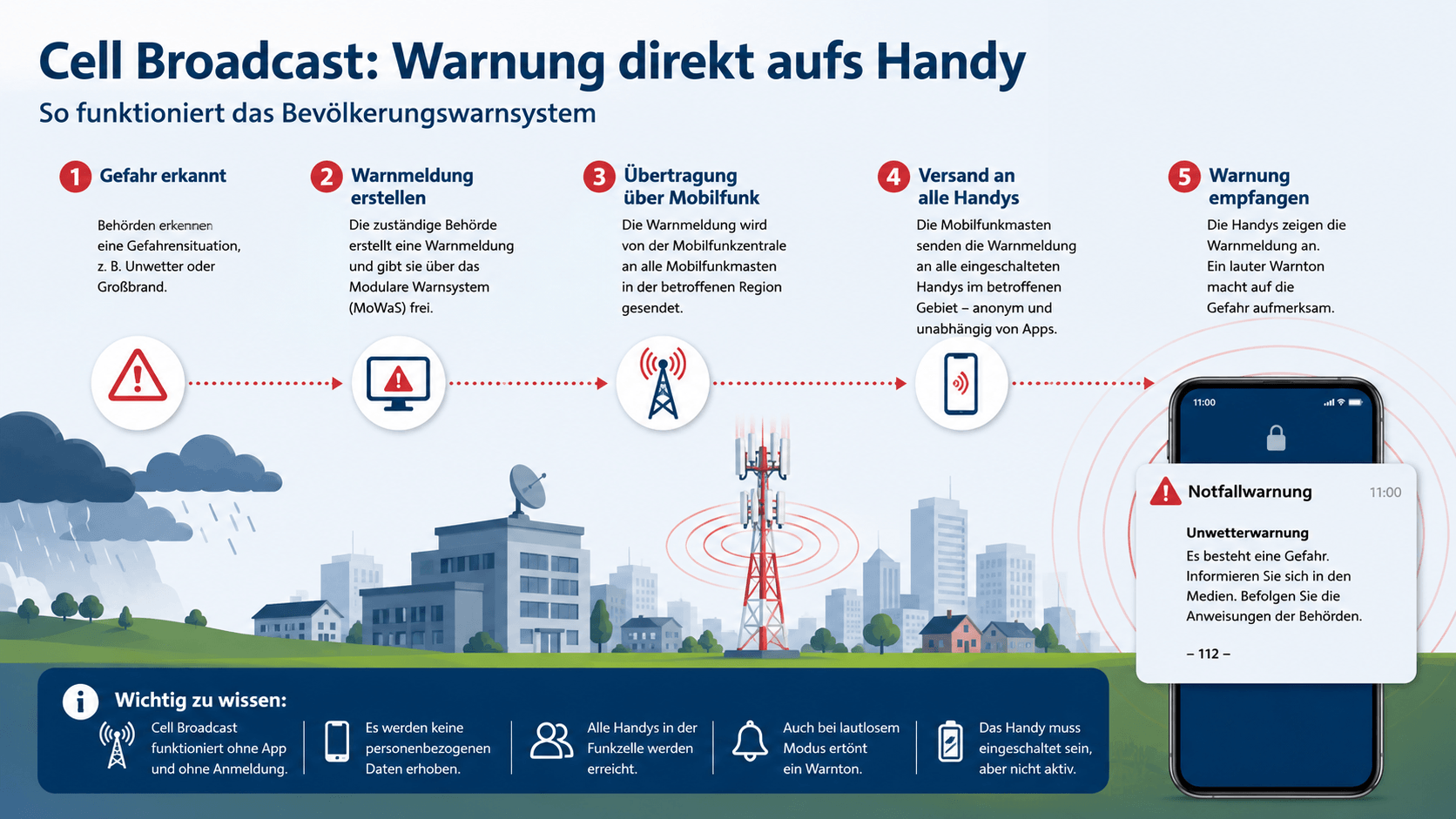 Ablauf einer Cell-Broadcast-Warnung